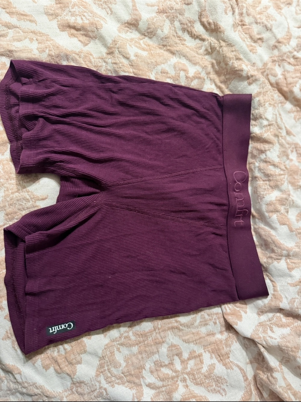 Comfort Ribbed High-Waist Plum Bike Shorts